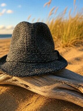 Totes Textured Dark Gray Wool Fedora Hat (T-1)